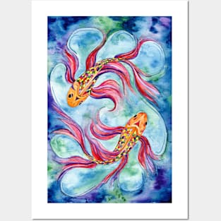 Watercolour Koi Posters and Art